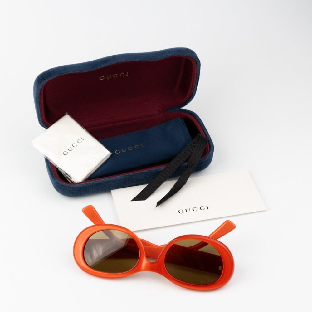 NEW Gucci GG1587S 003 Orange Brown Women Oval Sunglasses GG 1587S - Picture 9 of 10